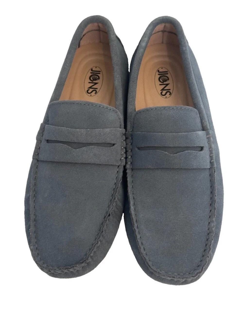 JIONS Men's Driving Penny Loafers Suede Driver Moccasins Slip On Flats, Gray 10
